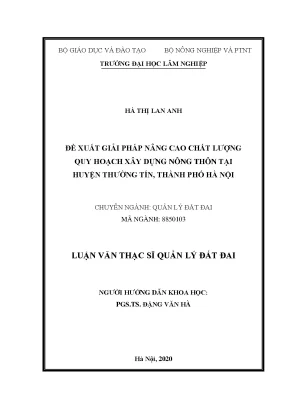 Luận văn thạc sĩ đề xuất giải pháp nâng cao chất lượng quy hoạch xây dựng nông thôn tại huyện thường tín thành phố hà nội