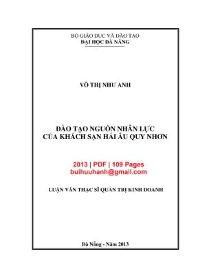 Luận văn thạc sĩ quản trị kinh doanh đào tạo nguồn nhân lực của khách sạn hải âu quy nhơn