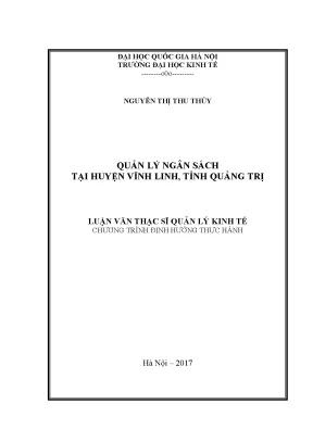 Luận văn thạc sĩ quản lý ngân sách tại huyện vĩnh linh tỉnh quảng trị
