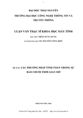 Luận văn thạc sĩ các phương pháp tính toán trong dự báo chuỗi thời gian mờ