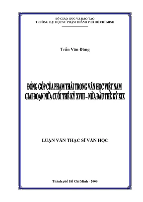 Luận văn thạc sĩ đóng góp của phạm thái trong văn học việt nam giai đoạn nửa cuối thế kỷ xviii nửa đầu thế kỷ xix