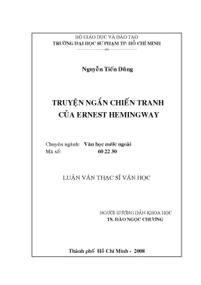 Luận văn thạc sĩ truyện ngắn chiến tranh của ernest hemingway