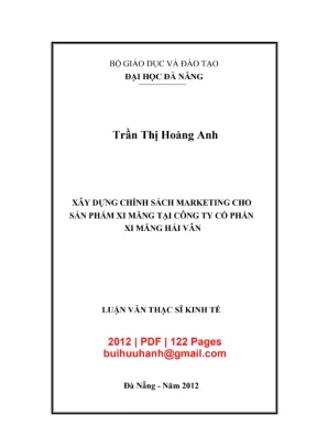 Luận văn thạc sĩ quản trị kinh doanh xây dựng chính sách marketing cho sản phẩm xi măng tại công ty cổ phần xi măng hải vân