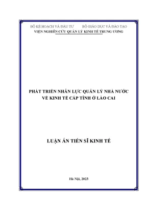 Phát triển nhân lực quản lý nhà nước về kinh tế cấp tỉnh ở lào cai