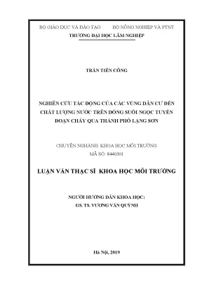 Luận văn thạc sĩ nghiên cứu tác động của các vùng dân cư đến chất lượng nước suối ngọc tuyền đoạn chảy qua thành phố lạng sơn