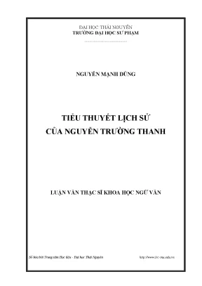 Luận văn thạc sĩ tiểu thuyết lịch sử của nguyễn trường thanh