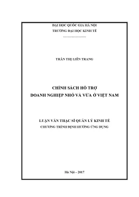 Luận văn thạc sĩ chính sách hỗ trợ doanh nghiệp nhỏ và vừa ở việt nam