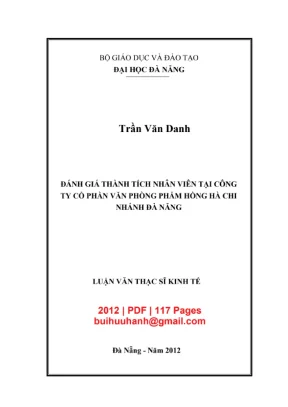 Luận văn thạc sĩ quản trị kinh doanh đánh giá thành tích nhân viên tại công ty cổ phần văn phòng thẩm hồng hà chi nhánh đà nẵng