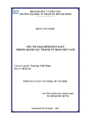 Luận văn thạc sĩ yếu tố loại hình dân gian trong hạnh các thánh tử đạo việt nam