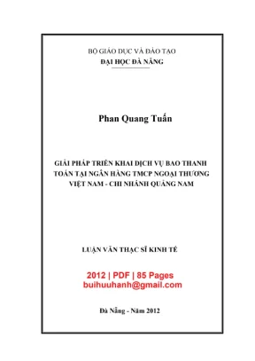 Luận văn thạc sĩ kinh tế giải pháp triển khai dịch vụ bao thanh toán tại ngân hàng tmcp ngoại thương việt nam chi nhánh quảng nam