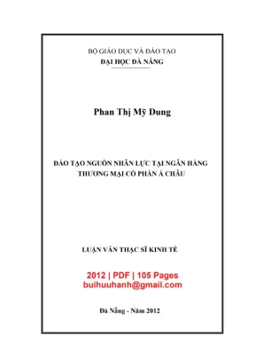 Luận văn thạc sĩ quản trị kinh doanh đào tạo nguồn nhân lực tại ngân hàng thương mại cổ phần á châu