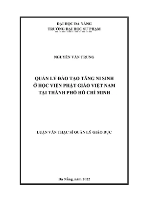 Quản lý đào tạo tăng ni sinh ở học viện phật giáo việt nam tại thành phố hồ chí minh