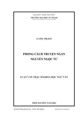 Luận văn thạc sĩ phong cách truyện ngắn nguyễn ngọc tư
