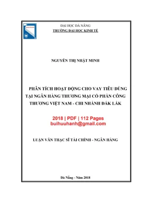 Luận văn thạc sĩ tài chính ngân hàng phân tích hoạt động cho vay tiêu dùng tại ngân hàng thương mại cổ phần công thương việt nam chi nhánh đắk lắk