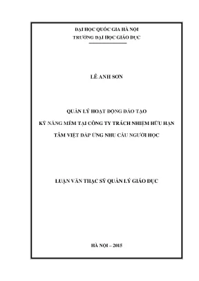 Luận văn thạc sĩ quản lý hoạt động đào tạo kỹ năng mềm tại công ty trách nhiệm hữu hạn tâm việt đáp ứng nhu cầu người học