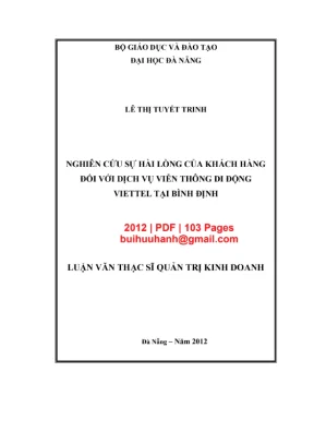 Luận văn thạc sĩ quản trị kinh doanh nghiên cứu sự hài lòng của khách hàng đối với dịch vụ viễn thông di động viettel tại bình định
