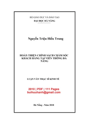 Luận văn thạc sĩ quản trị kinh doanh hoàn thiện chính sách chăm sóc khách hàng tại viễn thông đà nẵng