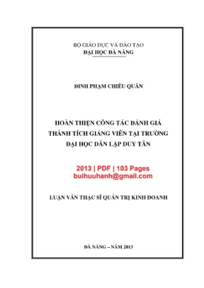 Luận văn thạc sĩ quản trị kinh doanh hoàn thiện công tác đánh giá thành tích giảng viên tại trường đại học dân lập duy tân