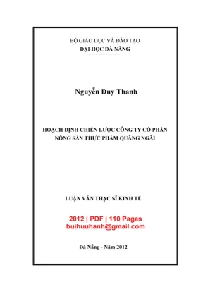 Luận văn thạc sĩ quản trị kinh doanh hoạch định chiến lược công ty cổ phần nông sản thực phẩm quảng ngãi