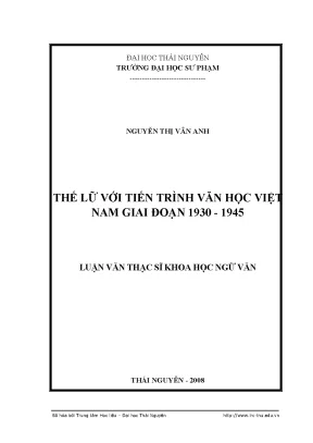 Luận văn thạc sĩ thế lữ với tiến trình văn học việt nam giai đoạn 1930 1945