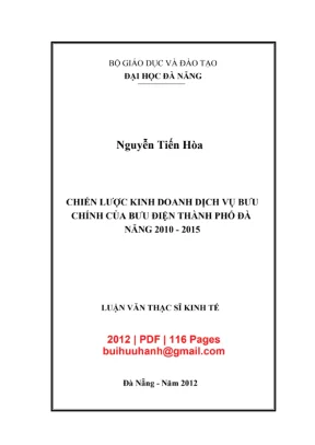 Luận văn thạc sĩ kinh tế chiến lược kinh doanh dịch vụ bưu chính của bưu điện thành phố đà nẵng 2010 2015