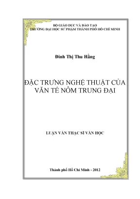 Luận văn thạc sĩ đặc trưng nghệ thuật của văn tế nôm trung đại