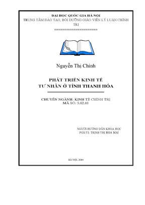 Luận văn thạc sĩ phát triển kinh tế tư nhân ở tỉnh thanh hoá