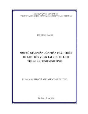 Luận văn thạc sĩ một số giải pháp góp phần phát triển du lịch bền vững tại khu du lịch tràng an tỉnh ninh bình