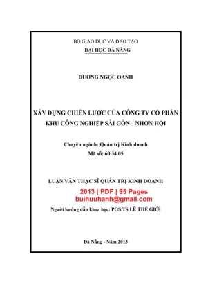 Luận văn thạc sĩ quản trị kinh doanh xây dựng chiến lược của công ty cổ phần khu công nghiệp sài gòn nhơn hội
