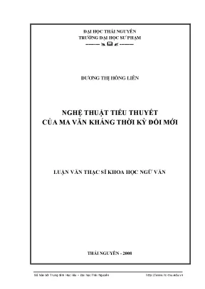 Luận văn thạc sĩ nghệ thuật tiểu thuyết của ma văn kháng thời kỳ đổi mới