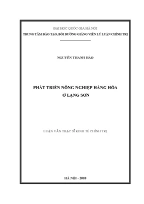 Luận văn thạc sĩ phát triển nông nghiệp hàng hoá ở lạng sơn