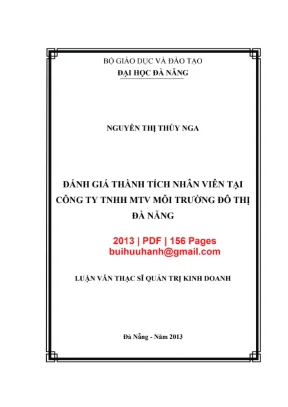 Luận văn thạc sĩ quản trị kinh doanh đánh giá thành tích nhân viên tại công ty tnhh mtv môi trường đô thị đà nẵng