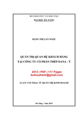 Luận văn thạc sĩ quản trị kinh doanh quản trị quan hệ khách hàng tại công ty cổ phần thép dana ý