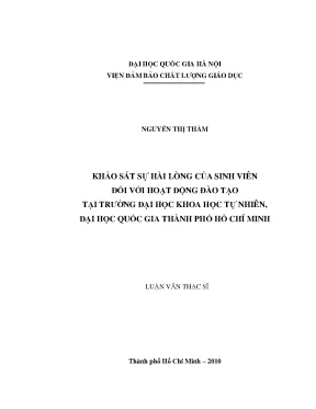 Luận văn thạc sĩ khảo sát sự hài lòng của sinh viên đối với hoạt động đào tạo tại trường đại học khoa học tự nhiên đại học quốc gia tphcm