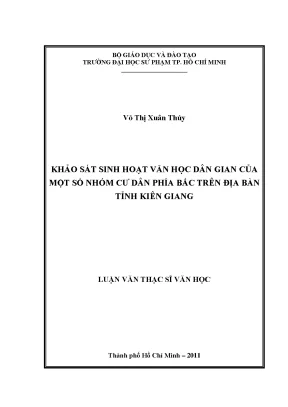 Luận văn thạc sĩ khảo sát sinh hoạt văn học dân gian của một số nhóm cư dân phía bắc trên địa bàn tỉnh kiên giang