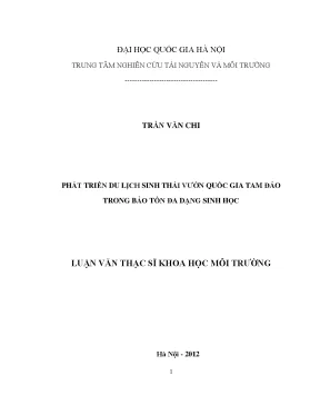 Luận văn thạc sĩ phát triển du lịch sinh thái vườn quốc gia tam đảo trong bảo tồn đa dạng sinh học