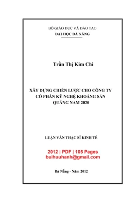 Luận văn thạc sĩ quản trị kinh doanh xây dựng chiến lược cho công ty cổ phần kỹ nghệ khoáng sản quảng nam 2020