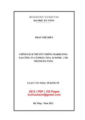 Luận văn thạc sĩ quản trị kinh doanh chính sách truyền thông marketing tại công ty cổ phần vina acecook chi nhánh đà nẵng