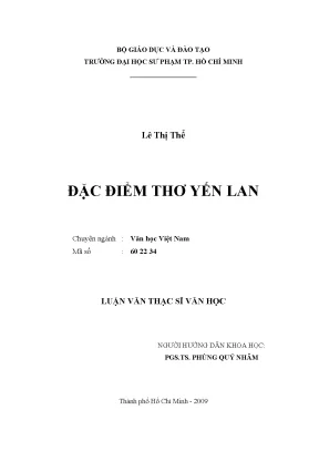 Luận văn thạc sĩ đặc điểm thơ yến lan
