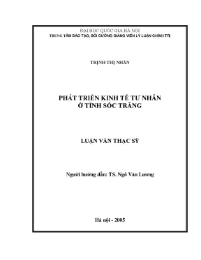Luận văn thạc sĩ phát triển kinh tế tư nhân ở tỉnh sóc trăng
