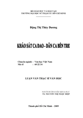 Luận văn thạc sĩ khảo sát ca dao dân ca bến tre
