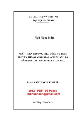 Luận văn thạc sĩ quản trị kinh doanh phát triển thương hiệu công ty tnhh truyền thông magastar chi nhánh đà nẵng megastar cineplex đanang