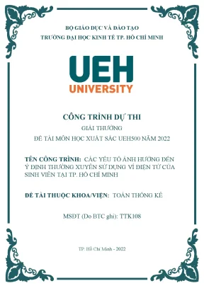 Các yếu tố ảnh hưởng đến ý định thường xuyên sử dụng ví điện tử của sinh viên tại tp hồ chí minh