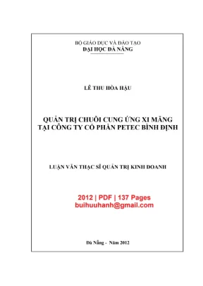 Luận văn thạc sĩ quản trị kinh doanh quản trị chuỗi cung ứng xi măng tại công ty cổ phần petec bình định
