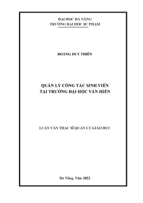 Quản lý công tác sinh viên tại trường đại học văn hiến