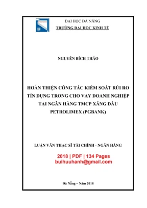 Luận văn thạc sĩ tài chính ngân hàng hoàn thiện công tác kiểm soát rủi ro tín dụng trong cho vay doanh nghiệp tại ngân hàng tmcp xăng dầu petrolimex pgbank