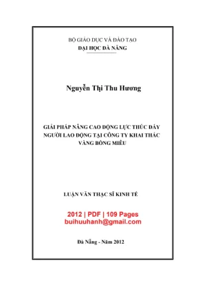 Luận văn thạc sĩ quản trị kinh doanh giải pháp nâng cao động lực thúc đẩy người lao động tại công ty khai thác vàng bồng miêu