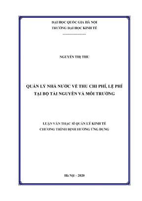 Luận văn thạc sĩ quản lý nhà nước về thu chi phí lệ phí tại bộ tài nguyên và môi trường