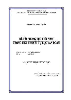 Luận văn thạc sĩ đề tài phong tục việt nam trong tiểu thuyết tự lực văn đoàn