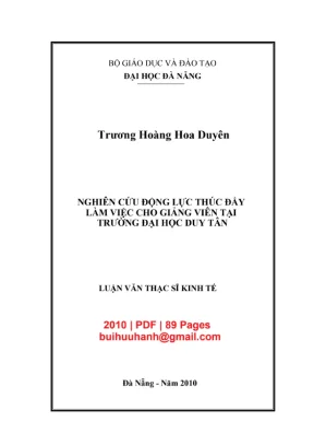 Luận văn thạc sĩ quản trị kinh doanh nghiên cứu động lực thúc đẩy làm việc cho giảng viên tại trường đại học duy tân